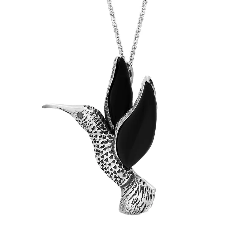 Sterling Silver Whitby Jet Small Hummingbird Pendant Necklace sold by Jura Watches product image thumbnail 2