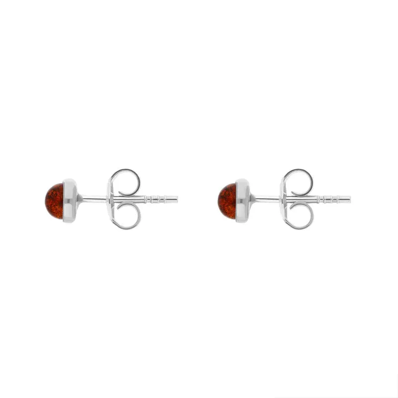 Sterling Silver Amber 4mm Round Stud Earrings sold by Jura Watches product image thumbnail 2
