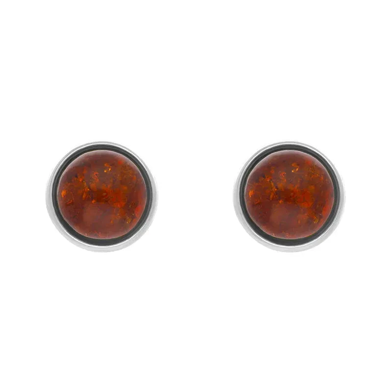Sterling Silver Amber 4mm Round Stud Earrings sold by Jura Watches