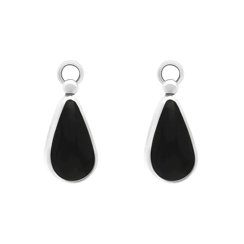 Sterling Silver Whitby Jet Large Pear Drop Earrings sold by Jura Watches
