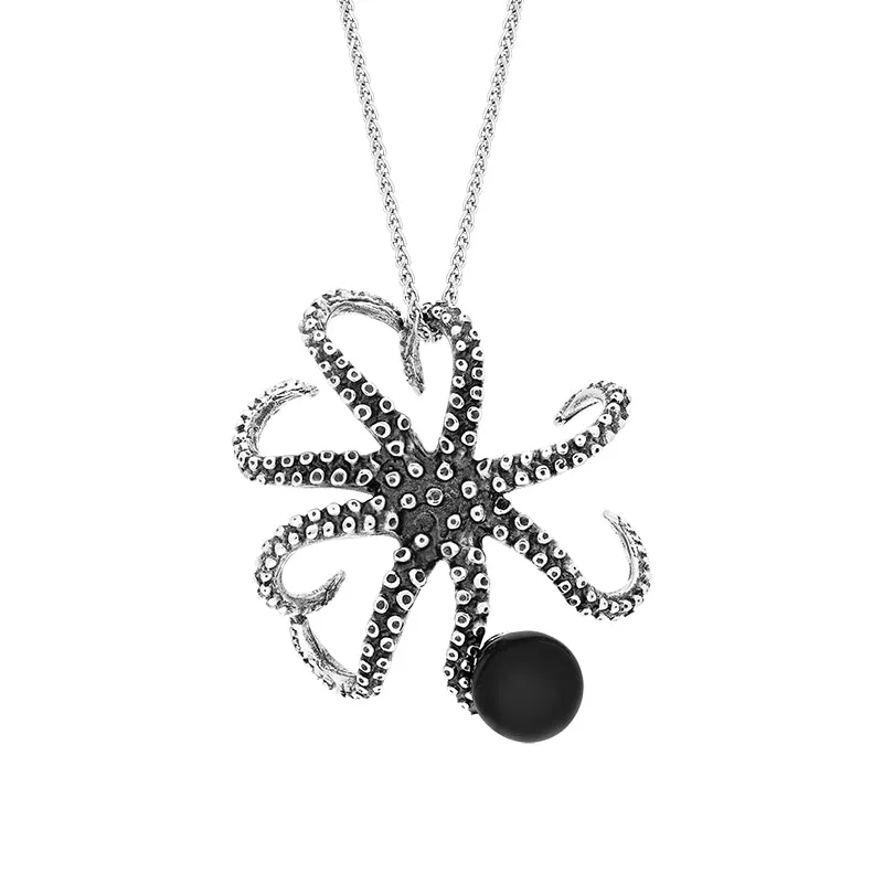 18ct White Gold Whitby Jet Bead Octopus Necklace sold by Jura Watches