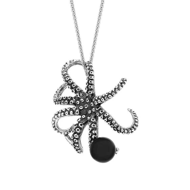 18ct White Gold Whitby Jet Bead Octopus Necklace sold by Jura Watches product image thumbnail 2