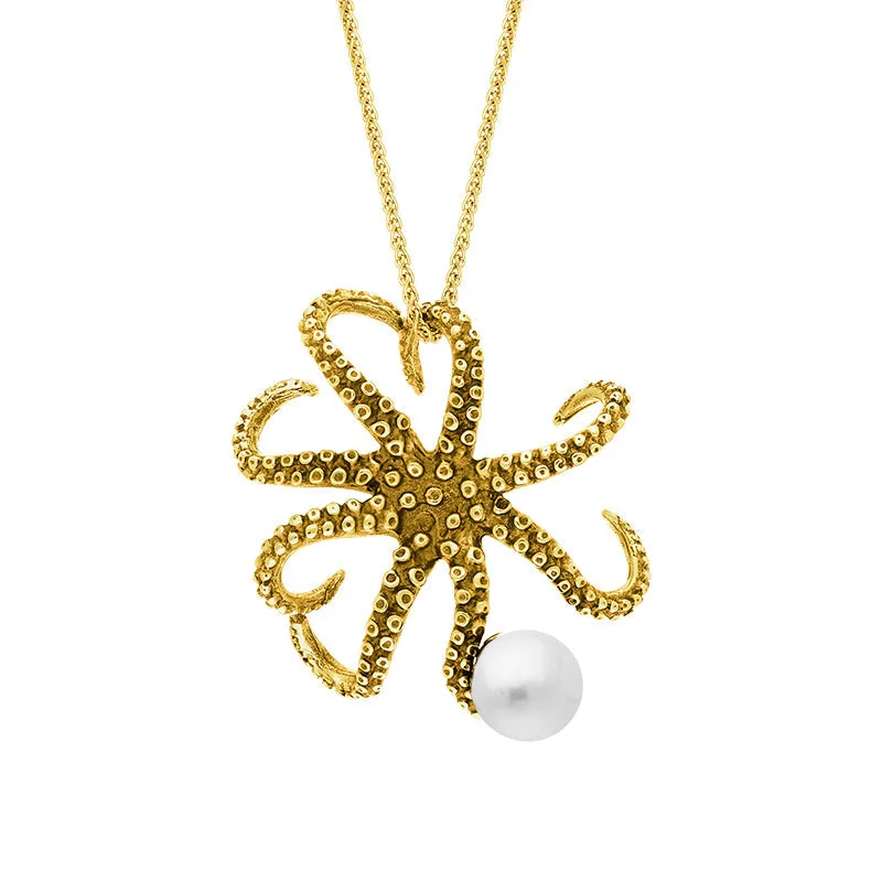 18ct Yellow Gold Freshwater Pearl Bead Octopus Necklace sold by Jura Watches
