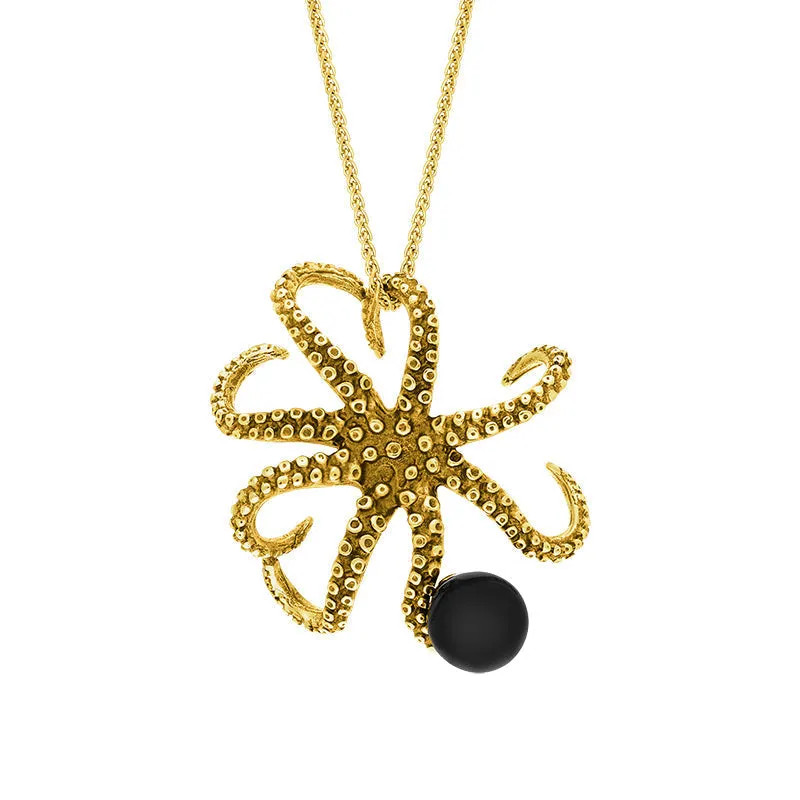 18ct Yellow Gold Whitby Jet Bead Octopus Necklace sold by Jura Watches