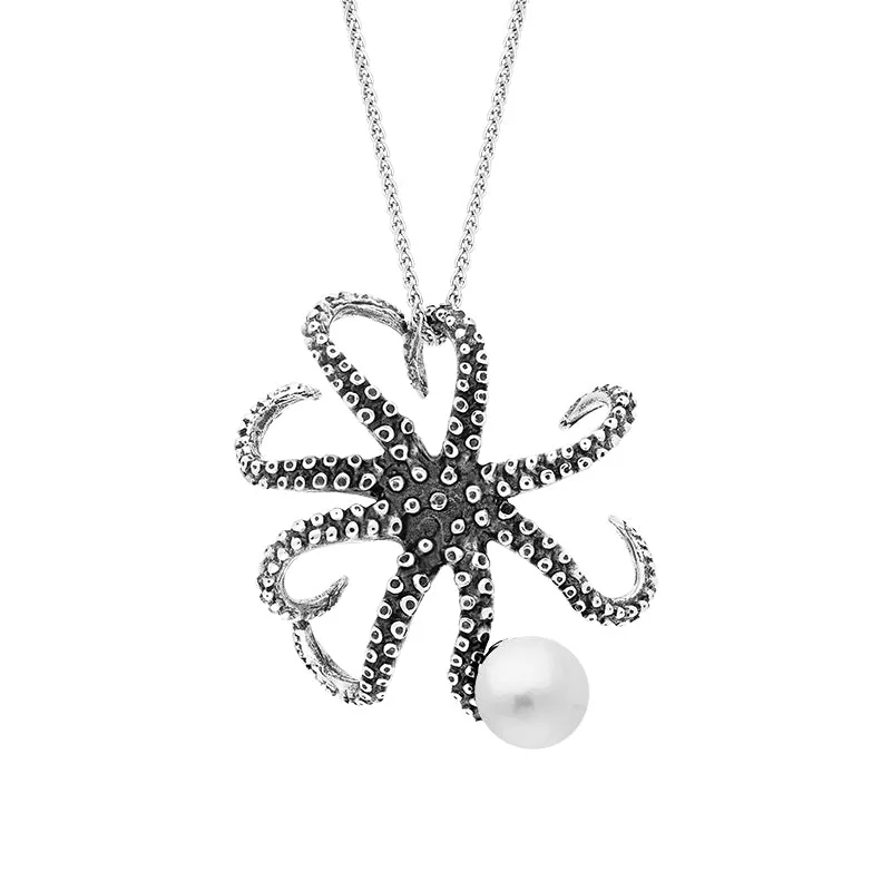 Sterling Silver Freshwater Pearl Bead Octopus Necklace sold by Jura Watches