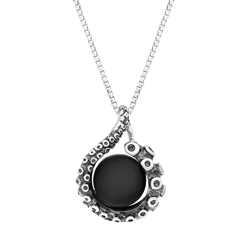 18ct White Gold Whitby Jet Bead Tentacle Necklace sold by Jura Watches
