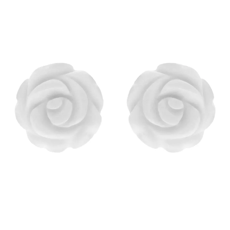 Sterling Silver Agate Tuberose 8mm White Desert Rose Stud Earrings sold by Jura Watches