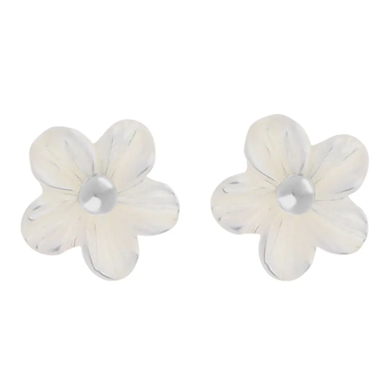 Sterling Silver White Mother of Pearl Tuberose 6mm White Mother of Pearl Stud Earrings sold by Jura Watches