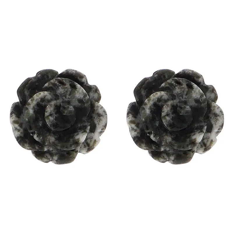 Sterling Silver Preseli Blue Stone Tuberose Flower 10mm Stud Earrings sold by Jura Watches