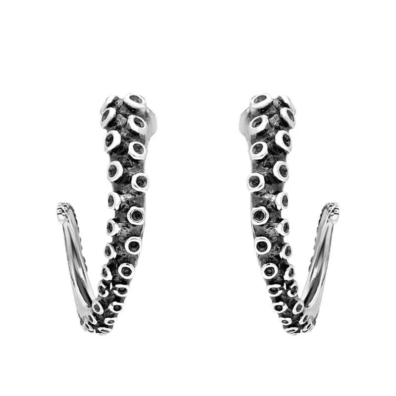 9ct White Gold Tentacle Hoop Earrings sold by Jura Watches