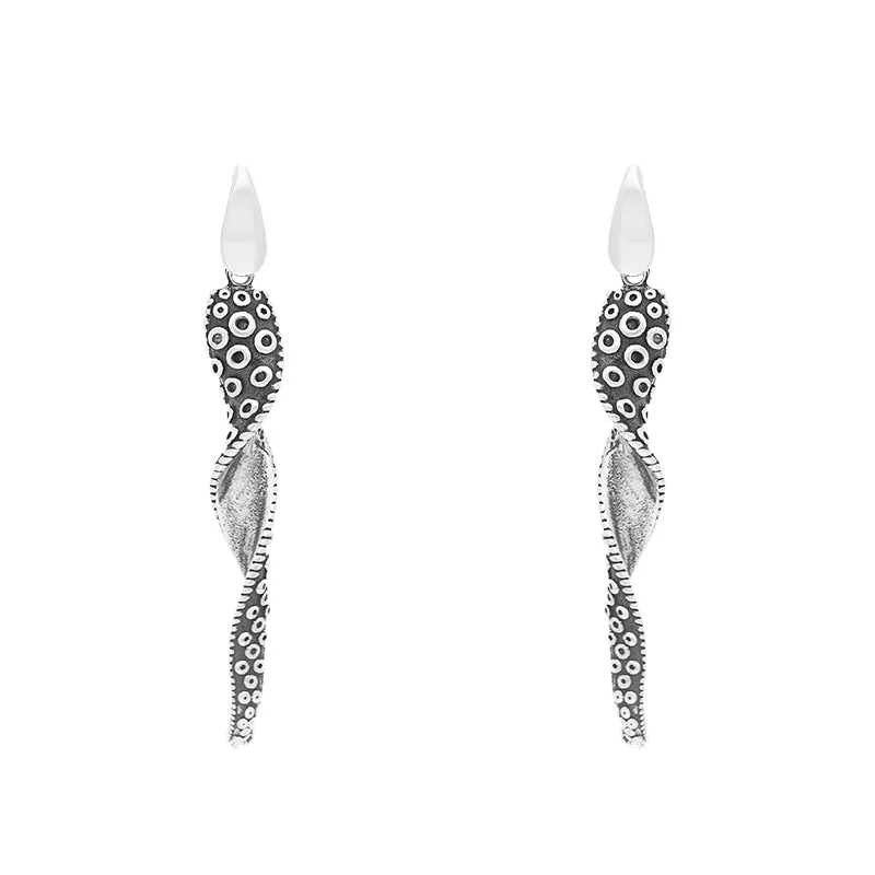 9ct White Gold Tentacle Twist Drop Earrings sold by Jura Watches