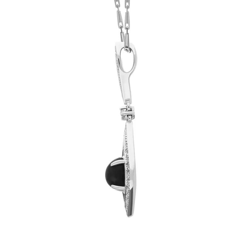 18ct White Gold Diamond 0.19ct Whitby Jet Open Curved Marquise Pendant Necklace sold by Jura Watches product image thumbnail 2