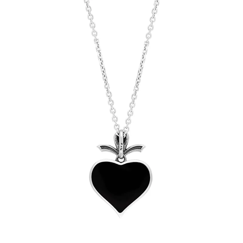 Sterling Silver Freshwater Pearl Whitby Jet Victorian Heart Pendant sold by Jura Watches product image thumbnail 2
