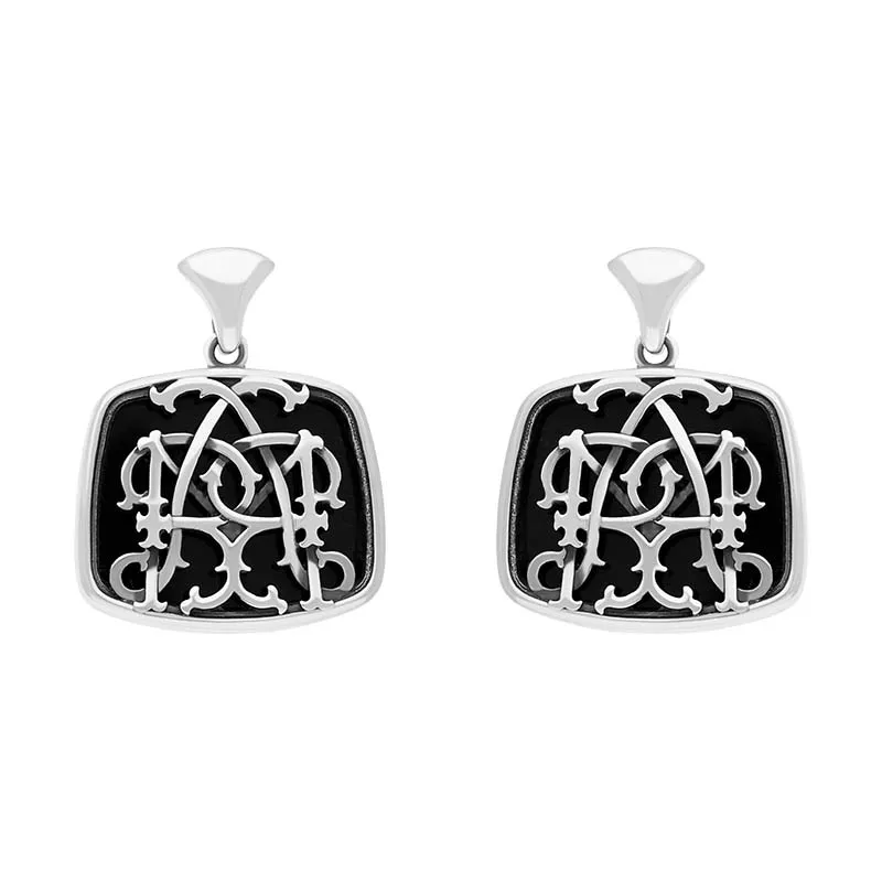Sterling Silver Whitby Jet Mary Modena Drop Earrings sold by Jura Watches