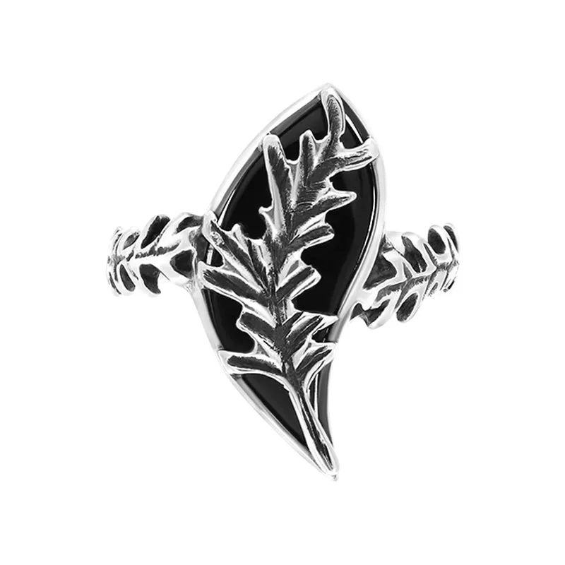 Sterling Silver Whitby Jet Acanthus Leaf Ring sold by Jura Watches product image thumbnail 2