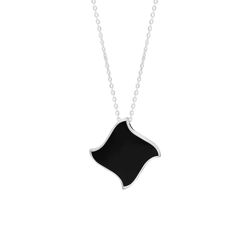 Sterling Silver Whitby Jet Reversible Gothic Filigree Square Pendant Necklace sold by Jura Watches product image thumbnail 3