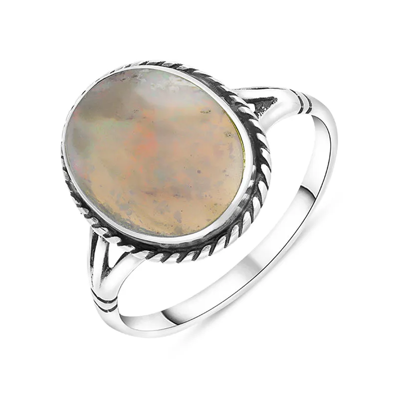 Sterling Silver Opal Rope Edge Ring sold by Jura Watches