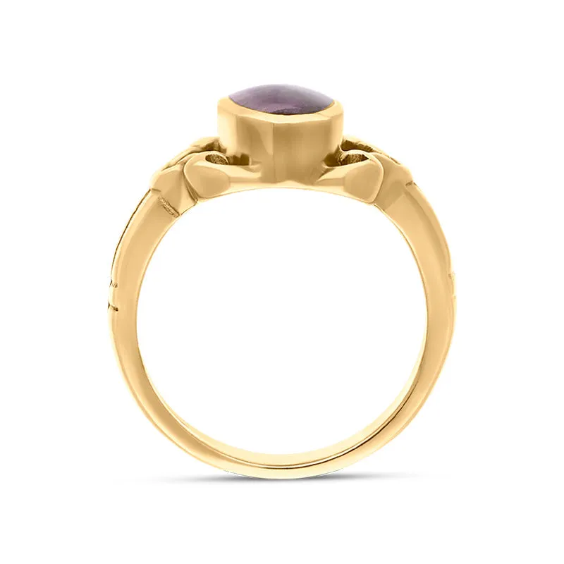 9ct Yellow Gold Blue John Heavy Oval Ornate Edge Ring sold by Jura Watches product image thumbnail 3