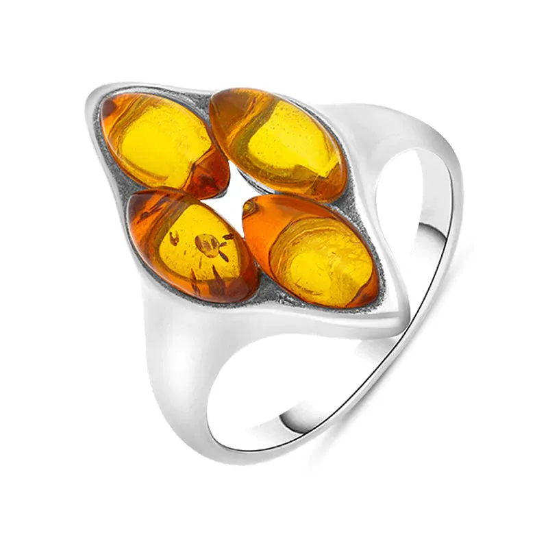 Sterling Silver Amber Oval Cluster Ring sold by Jura Watches