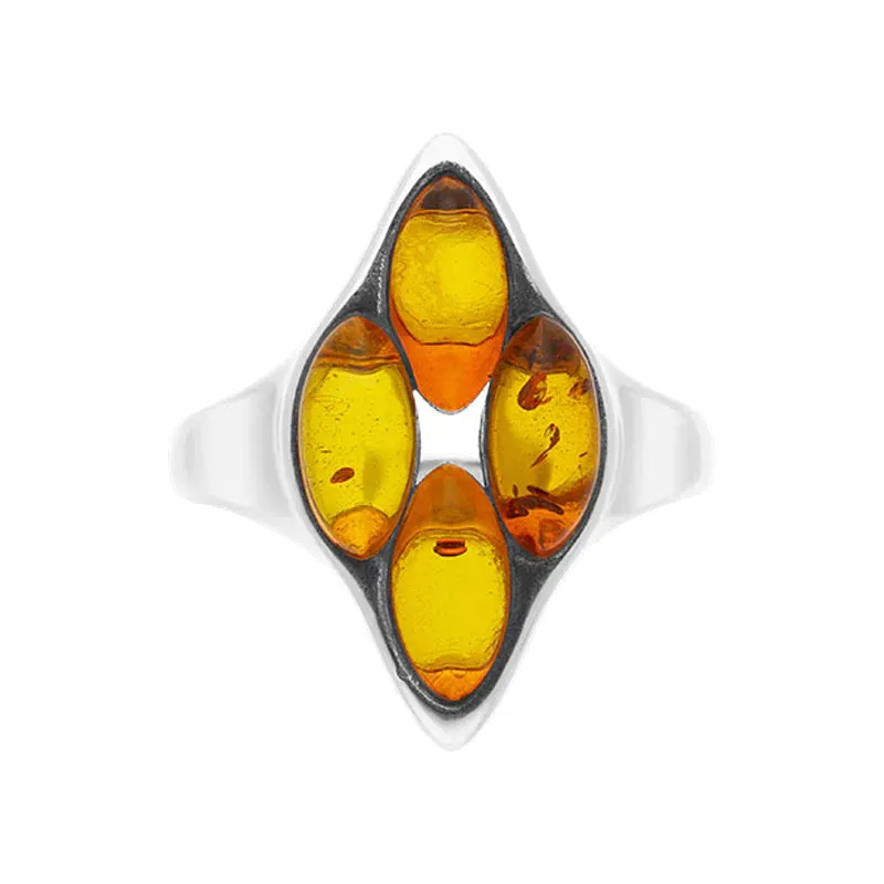 Sterling Silver Amber Oval Cluster Ring sold by Jura Watches product image thumbnail 2