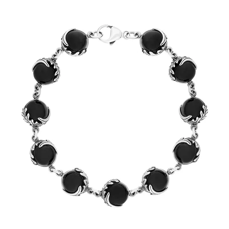 Sterling Silver Whitby Jet Acanthus Leaf Bracelet sold by Jura Watches