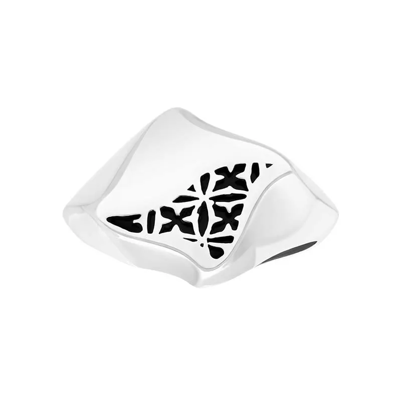 Sterling Silver Whitby Jet Filigree Square Ring sold by Jura Watches product image thumbnail 2