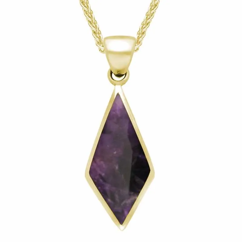 9ct Yellow Gold Blue John Diamond Shaped Necklace sold by Jura Watches