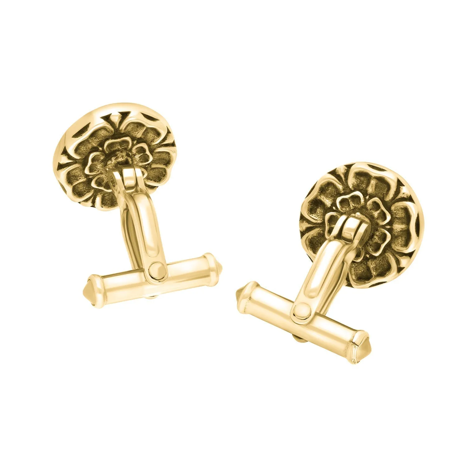 9ct Yellow Gold Blue John Tudor Rose Back Cufflinks sold by Jura Watches product image thumbnail 2