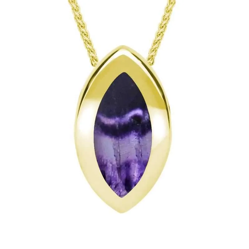 9ct Yellow Gold Blue John Framed Marquise Necklace sold by Jura Watches