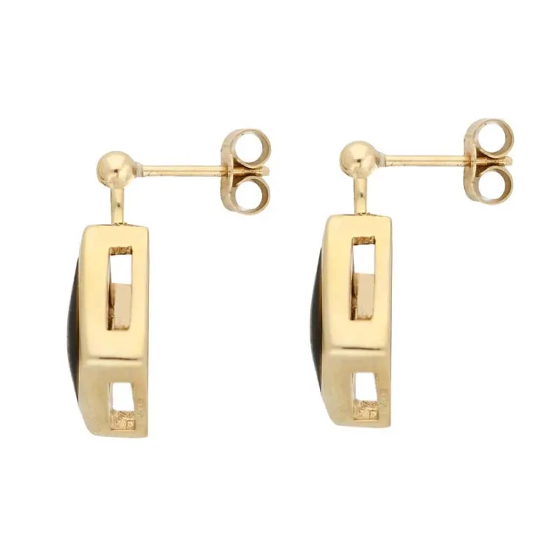 9ct Yellow Gold Whitby Jet Cushion Drop Earrings sold by Jura Watches product image thumbnail 2