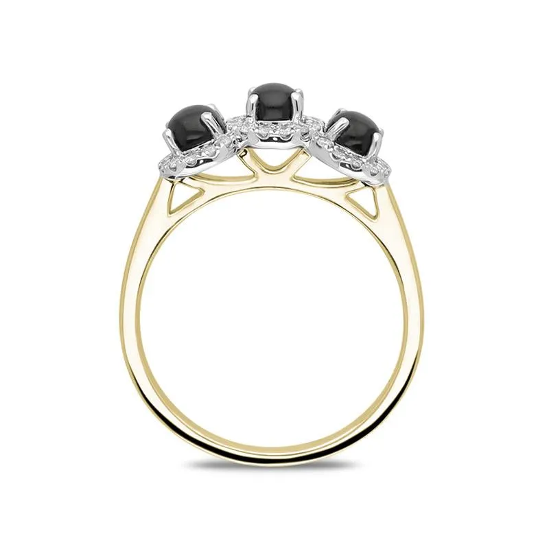 18ct Yellow Gold Whitby Jet 0.24ct Diamond 3 Stone Ring sold by Jura Watches product image thumbnail 2