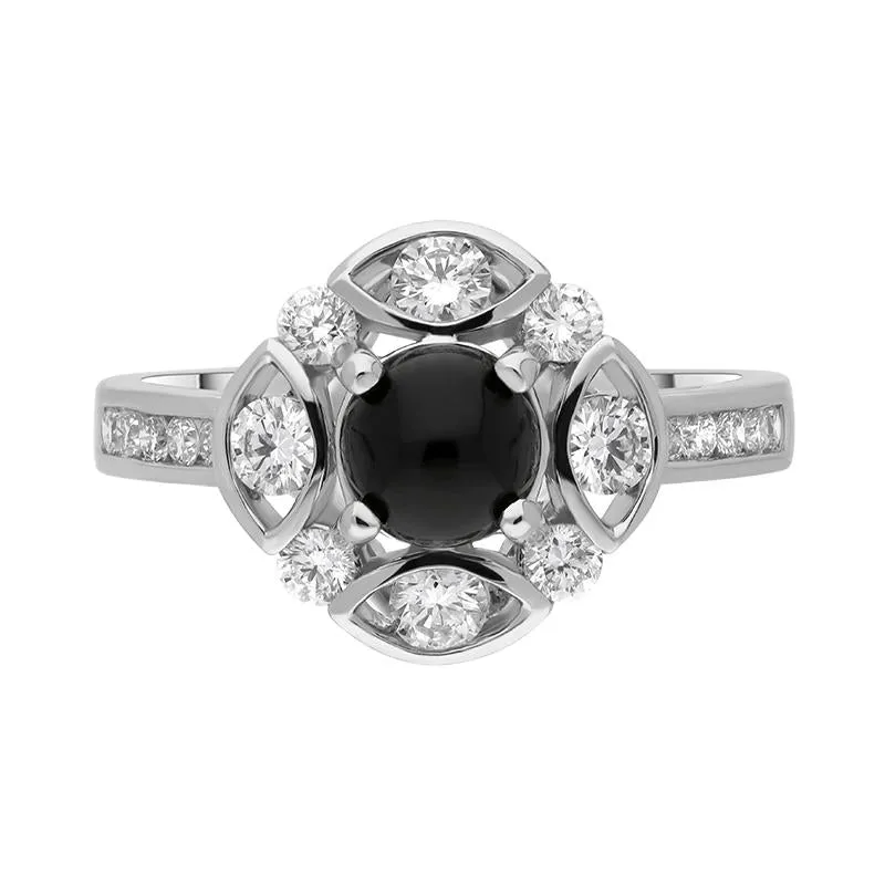 18ct White Gold Whitby Jet 0.72ct Diamond Round Shoulder Ring sold by Jura Watches product image thumbnail 3