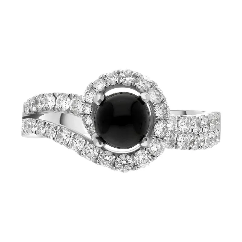 18ct White Gold Whitby Jet 0.89ct Diamond Double Shoulder Ring sold by Jura Watches product image thumbnail 2