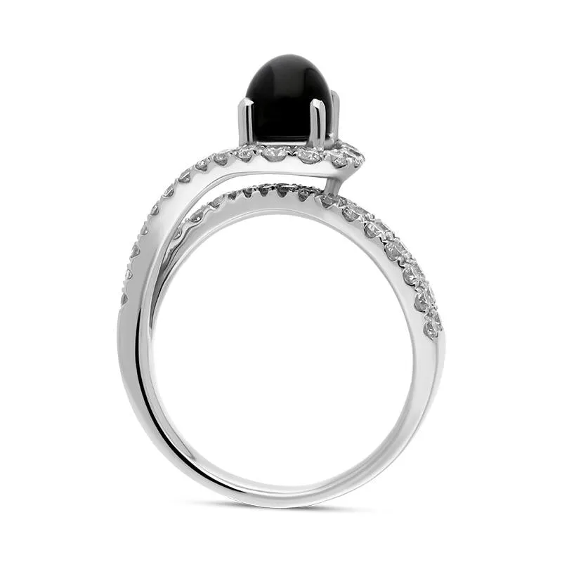 18ct White Gold Whitby Jet 0.89ct Diamond Double Shoulder Ring sold by Jura Watches product image thumbnail 3