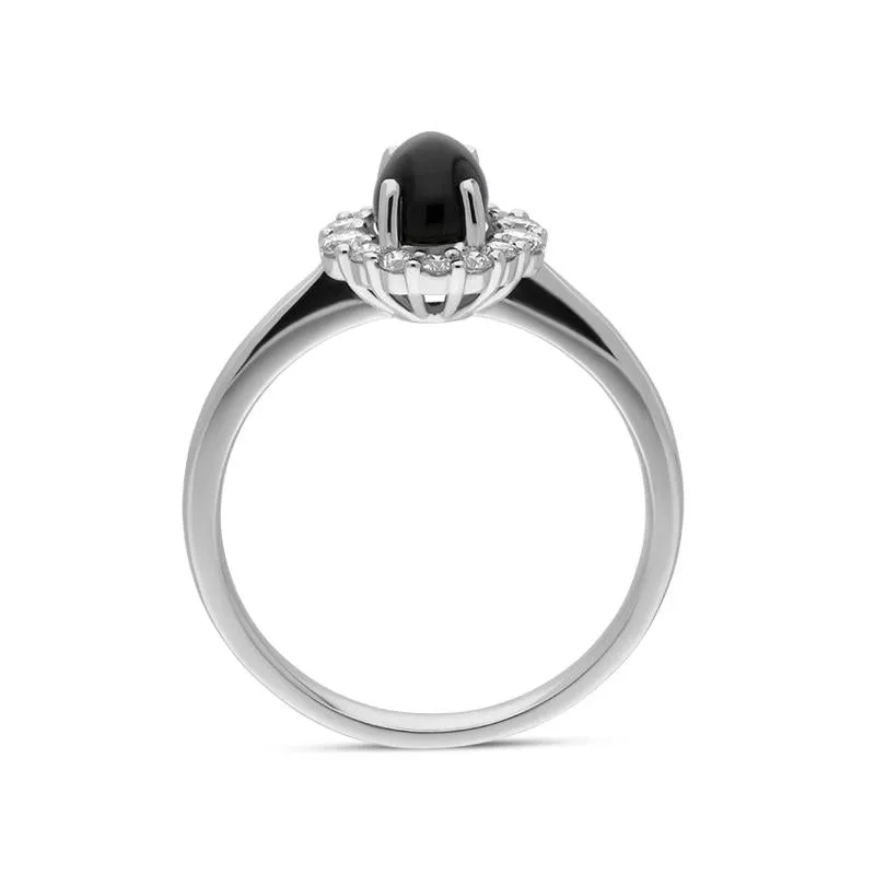 18ct White Gold Whitby Jet 0.25ct Diamond Oval Centre Ring sold by Jura Watches product image thumbnail 2