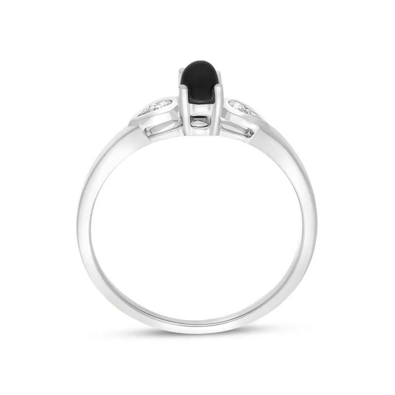 18ct White Gold Whitby Jet 0.07ct Diamond Pear Shoulder Ring sold by Jura Watches product image thumbnail 2