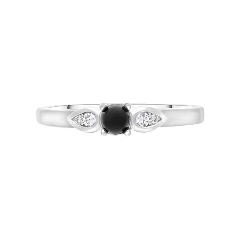 18ct White Gold Whitby Jet 0.07ct Diamond Pear Shoulder Ring sold by Jura Watches product image thumbnail 3