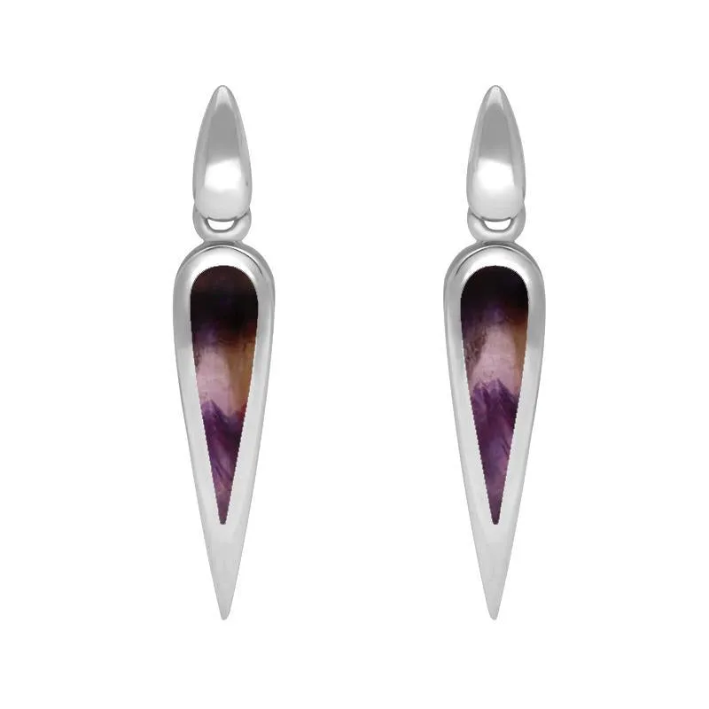 Sterling Silver Blue John Toscana Slim Pear Drop Earrings sold by Jura Watches