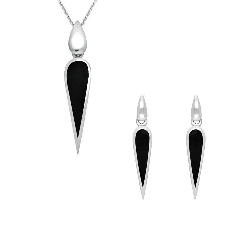 Sterling Silver Whitby Jet Toscana Pear Drop Two Piece Set sold by Jura Watches