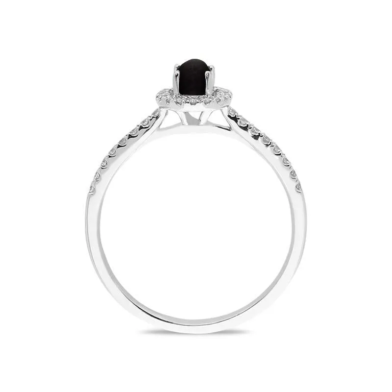 18ct White Gold Whitby Jet 0.24 Carat Diamond Shoulder Ring sold by Jura Watches product image thumbnail 2