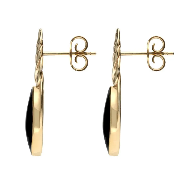 9ct Yellow Gold Whitby Jet Celtic Long Marquise Stud Earrings sold by Jura Watches product image thumbnail 2
