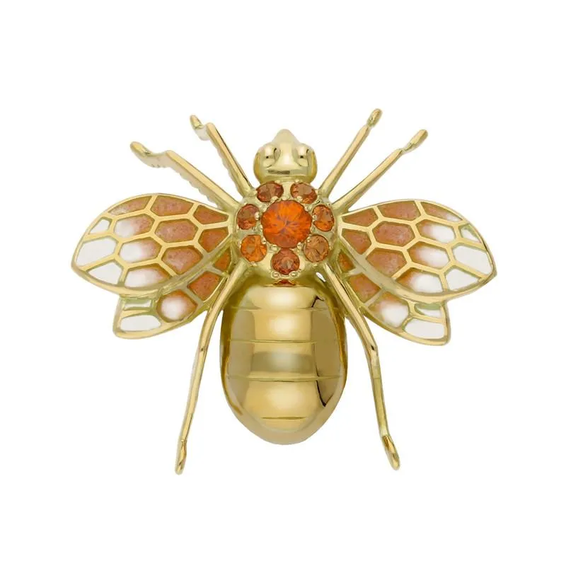 18ct Yellow Gold Orange Sapphire Enamel Style & Fashion Wasp Brooch sold by Jura Watches