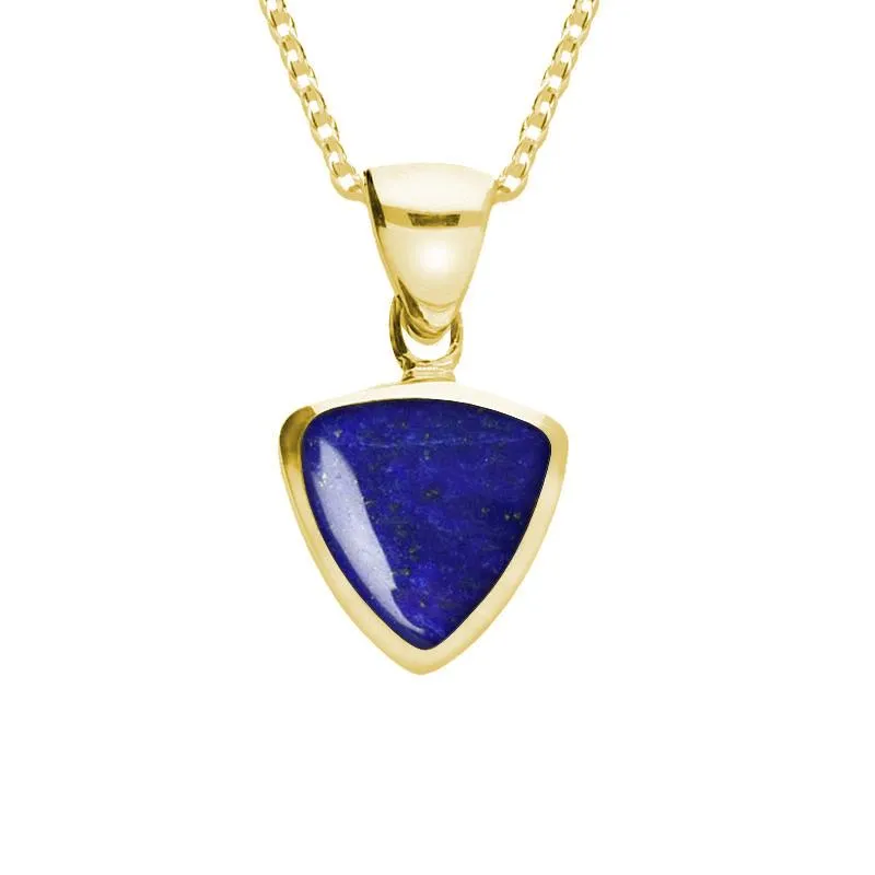 9ct Yellow Gold Lapis Lazuli Small Curved Triangle Necklace sold by Jura Watches