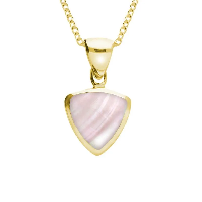 9ct Yellow Gold Pink Mother of Pearl Small Curved Triangle Necklace sold by Jura Watches