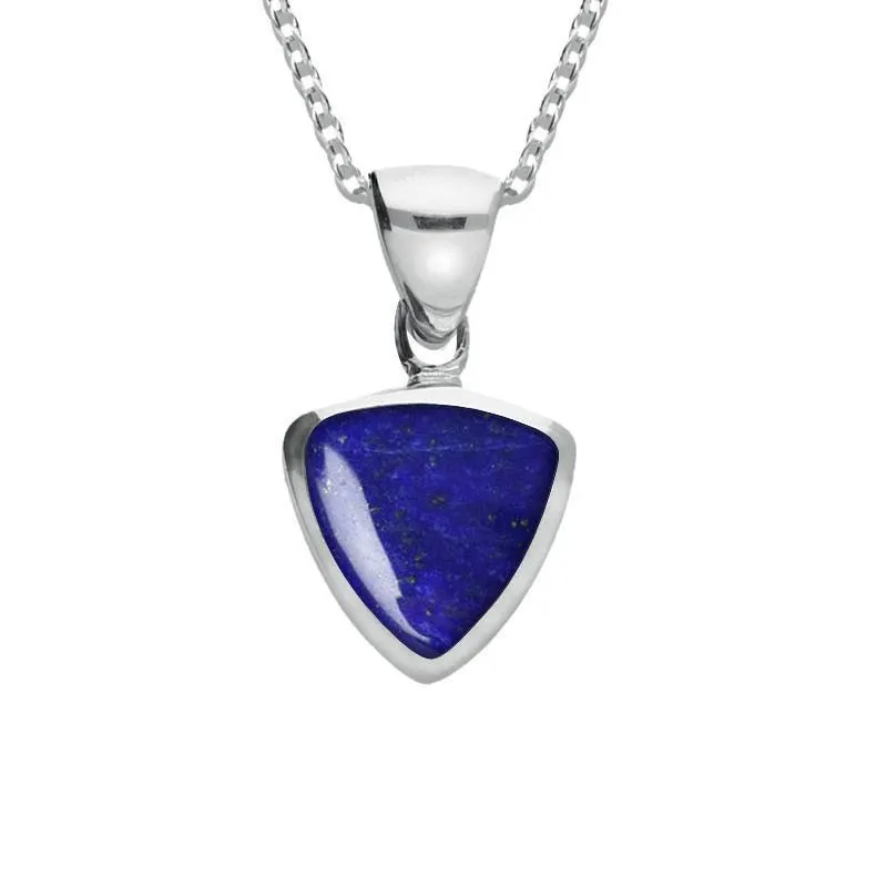 Sterling Silver Lapis Lazuli Small Curved Triangle Necklace sold by Jura Watches