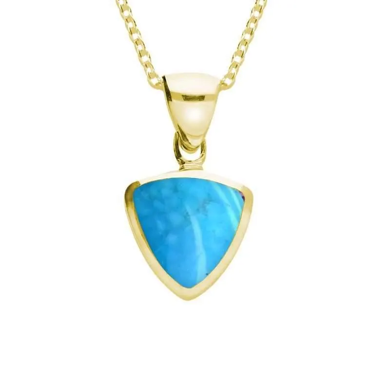 9ct Yellow Gold Turquoise Small Curved Triangle Necklace sold by Jura Watches
