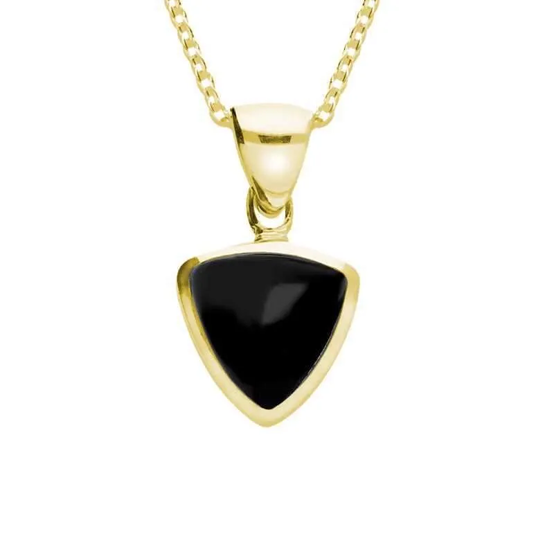 9ct Yellow Gold Whitby Jet Small Curved Triangle Necklace sold by Jura Watches