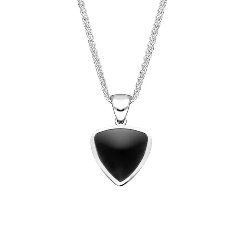 Sterling Silver Whitby Jet Small Curved Triangle Necklace sold by Jura Watches