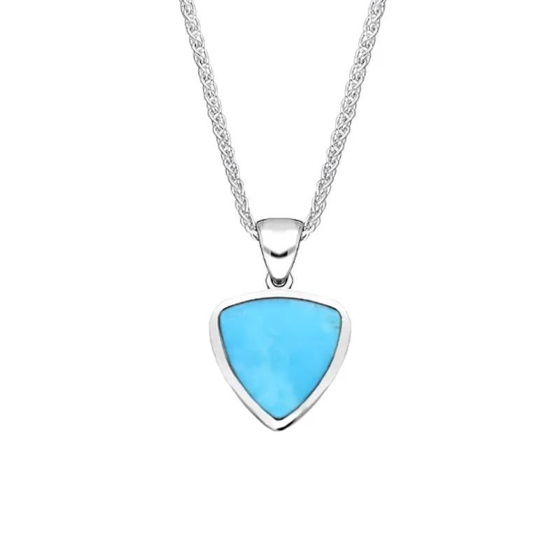 Sterling Silver Turquoise Small Curved Triangle Necklace sold by Jura Watches