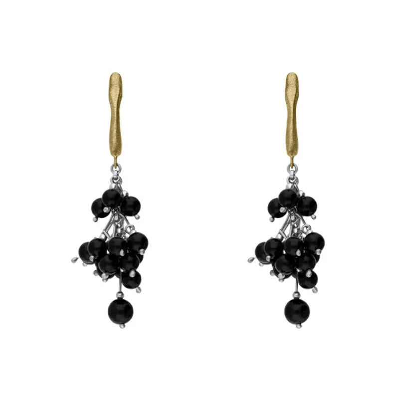 Sterling Silver Gold Plated Whitby Jet Bead Drop Earrings D sold by Jura Watches
